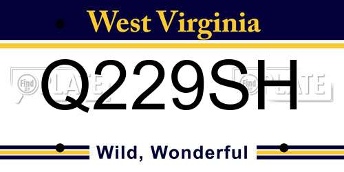 Q229SH West Virginia License Plate