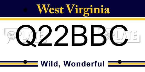 Q22BBC West Virginia License Plate