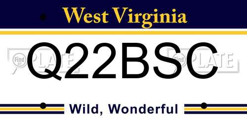Q22BSC West Virginia License Plate