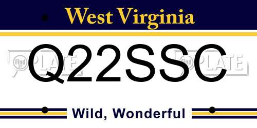 Q22SSC West Virginia License Plate