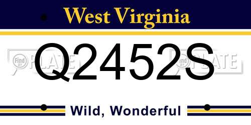 Q2452S West Virginia License Plate