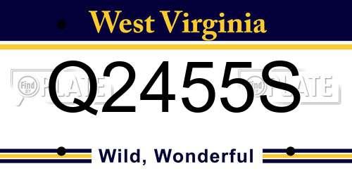 Q2455S West Virginia License Plate