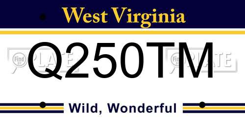 Q250TM West Virginia License Plate
