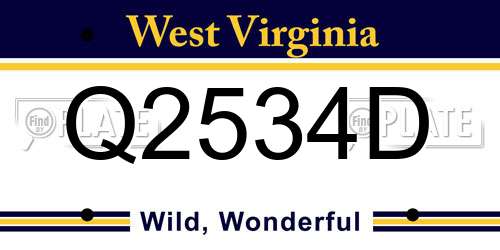 Q2534D West Virginia License Plate