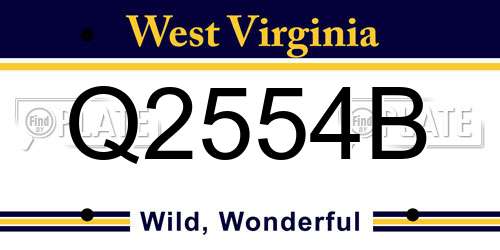 Q2554B West Virginia License Plate