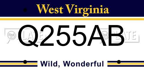 Q255AB West Virginia License Plate