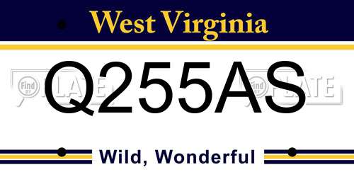 Q255AS West Virginia License Plate