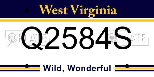 Q2584S West Virginia License Plate