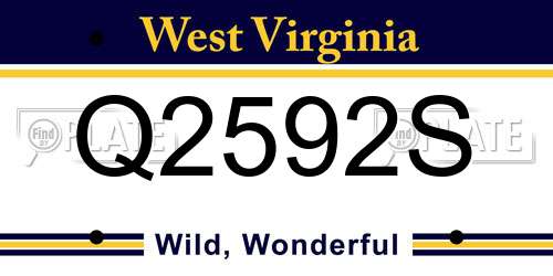Q2592S West Virginia License Plate