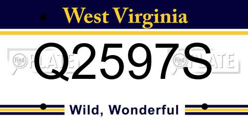 Q2597S West Virginia License Plate