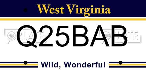 Q25BAB West Virginia License Plate