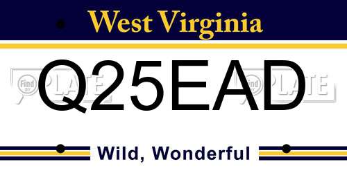 Q25EAD West Virginia License Plate