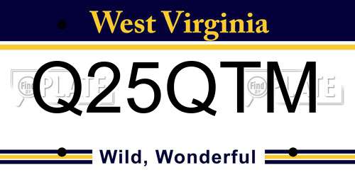 Q25QTM West Virginia License Plate