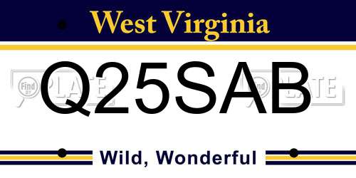 Q25SAB West Virginia License Plate
