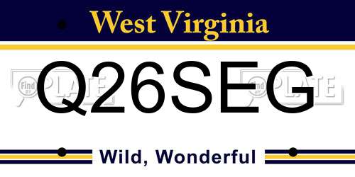 Q26SEG West Virginia License Plate