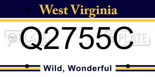 Q2755C West Virginia License Plate