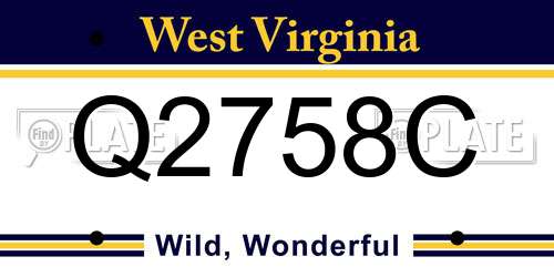 Q2758C West Virginia License Plate