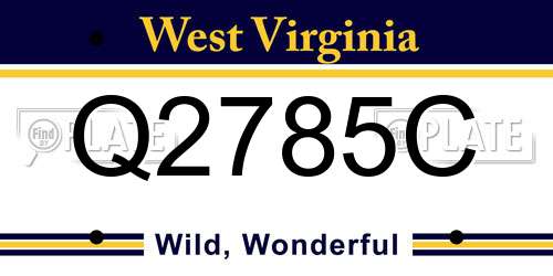 Q2785C West Virginia License Plate