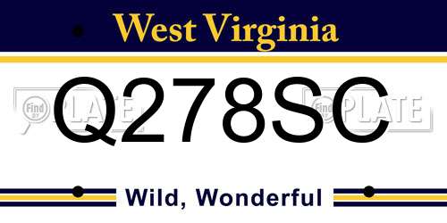 Q278SC West Virginia License Plate