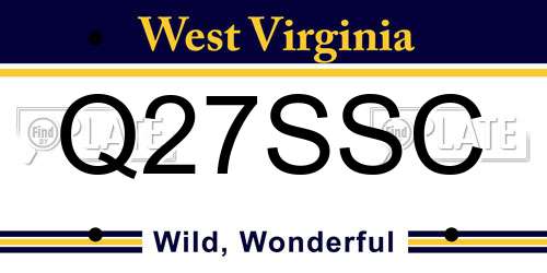 Q27SSC West Virginia License Plate