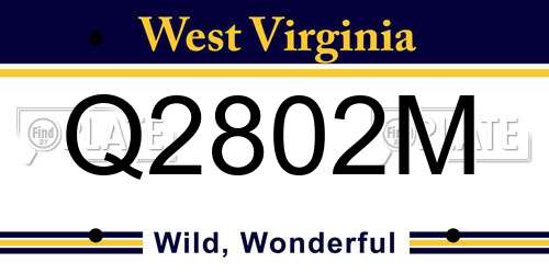 Q2802M West Virginia License Plate