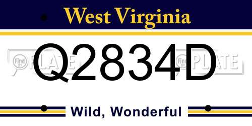 Q2834D West Virginia License Plate
