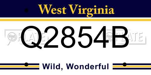 Q2854B West Virginia License Plate