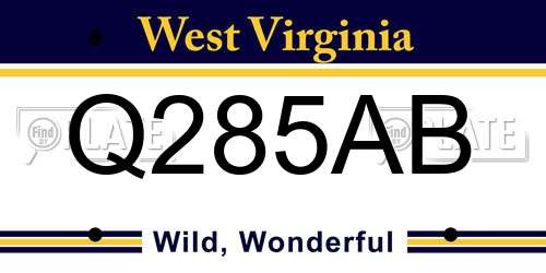 Q285AB West Virginia License Plate