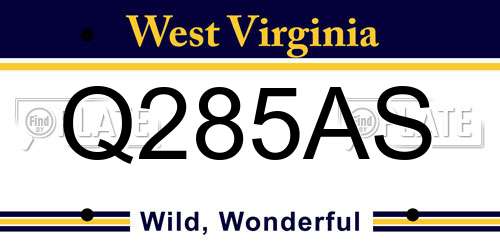 Q285AS West Virginia License Plate