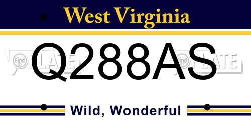 Q288AS West Virginia License Plate