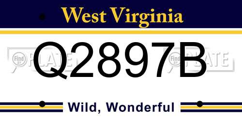 Q2897B West Virginia License Plate