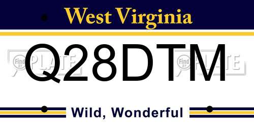 Q28DTM West Virginia License Plate