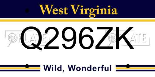 Q296ZK West Virginia License Plate