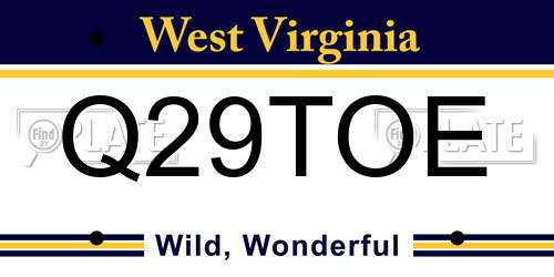 Q29TOE West Virginia License Plate
