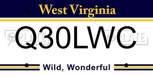 Q30LWC West Virginia License Plate