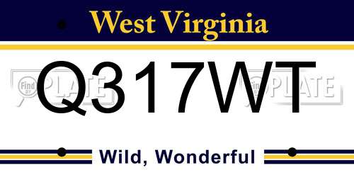 Q317WT West Virginia License Plate