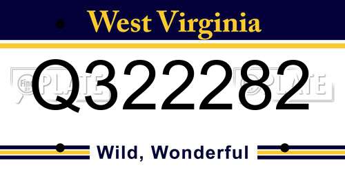 Q322282 West Virginia License Plate