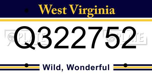 Q322752 West Virginia License Plate