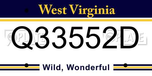 Q33552D West Virginia License Plate