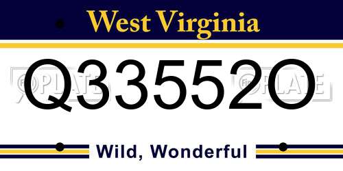Q33552O West Virginia License Plate