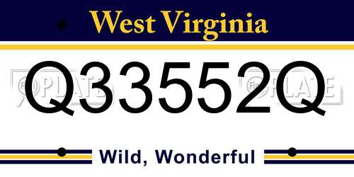 Q33552Q West Virginia License Plate