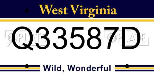 Q33587D West Virginia License Plate