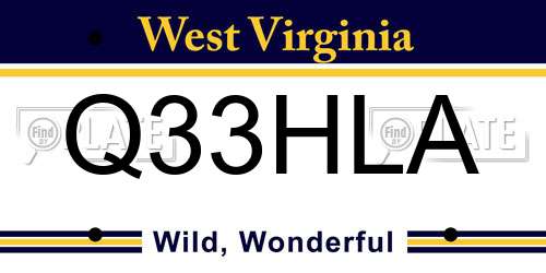 Q33HLA West Virginia License Plate