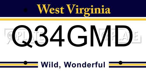Q34GMD West Virginia License Plate