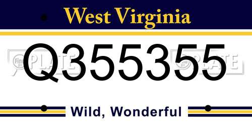 Q355355 West Virginia License Plate
