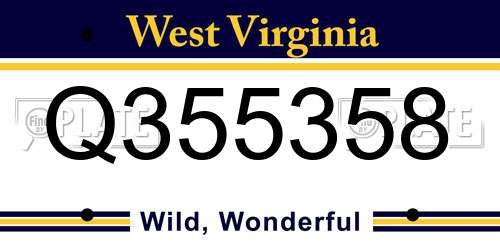 Q355358 West Virginia License Plate