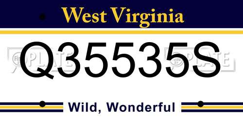 Q35535S West Virginia License Plate