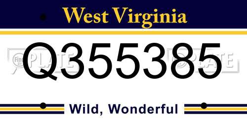 Q355385 West Virginia License Plate