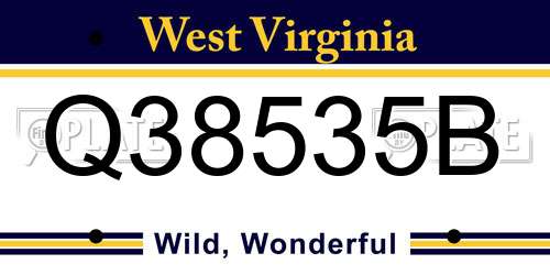 Q38535B West Virginia License Plate
