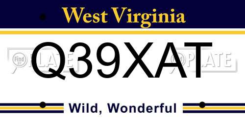 Q39XAT West Virginia License Plate